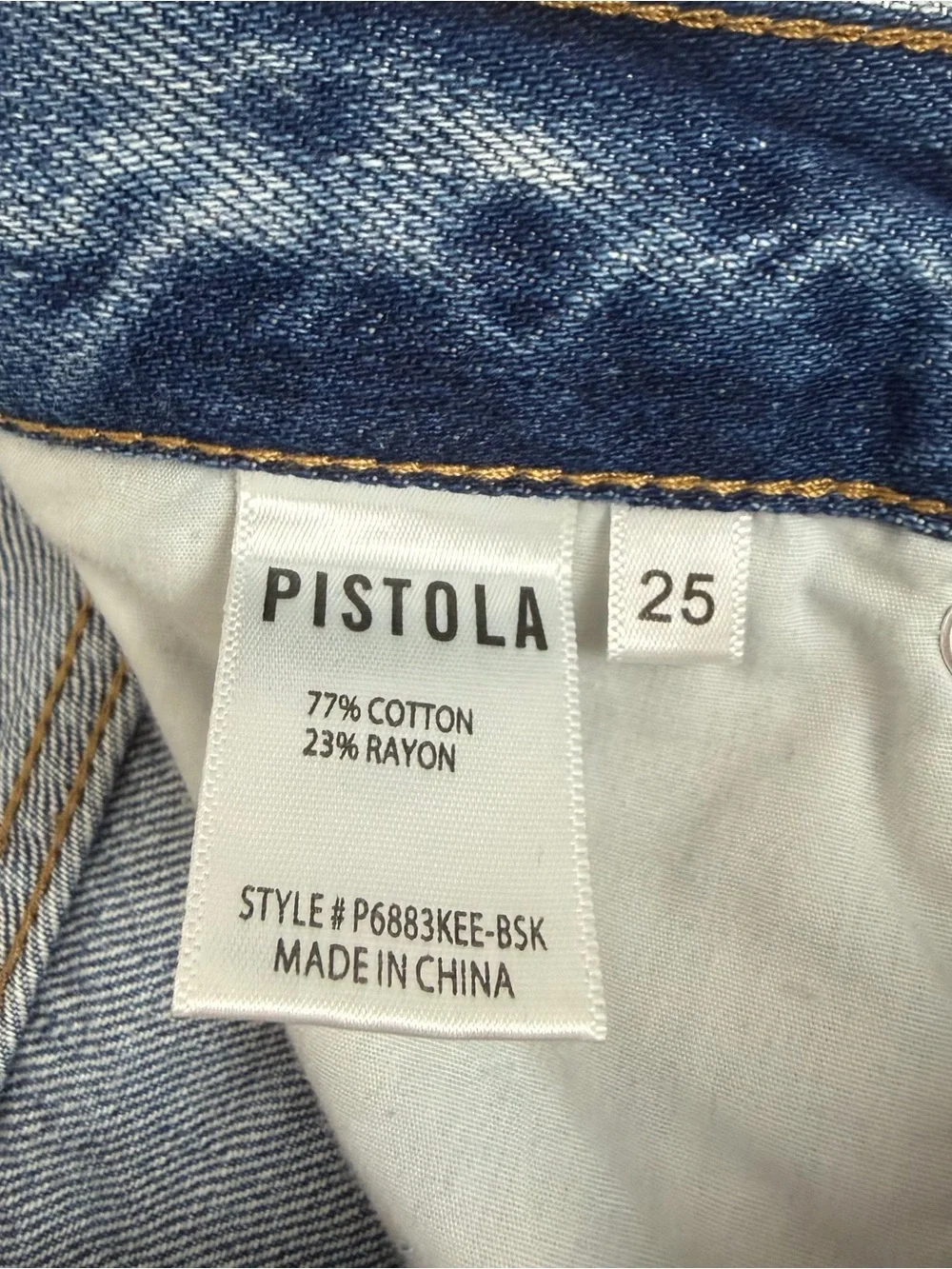 Pistola Jeans Womens 25 Blue Charlie High Rise Straight Distressed Button Fly